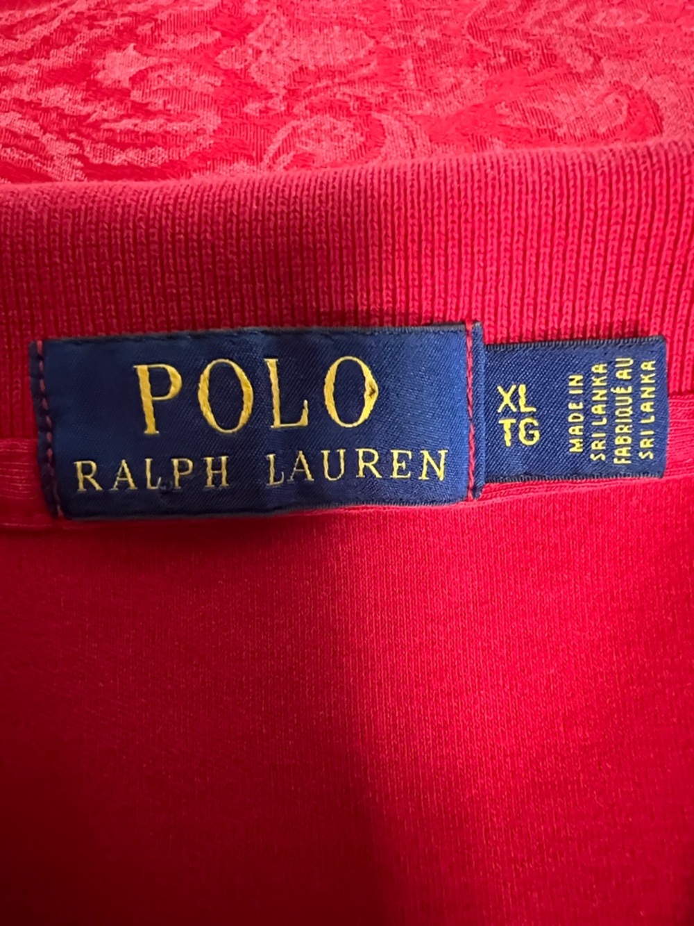 Polo Ralph Lauren Red Polo Shirt Men's XL Blue Pony Custom Fit Cotton - Picture 4 of 13